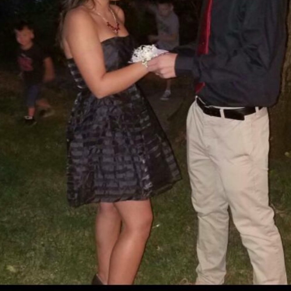 Black strapless formal dress